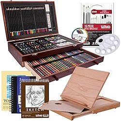 U.S. Art Supply 163-Piece Mega Deluxe Art Painting, Drawing Set in Wood Box, Desk Easel – Artist Painting Pad, 2 Sketch… U.S. Art Supply 163-Piece Mega Deluxe Art Painting, Drawing Set in Wood Box, Desk Easel – Artist Painting Pad, 2 Sketch…