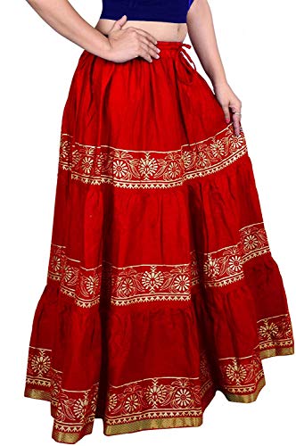 Image of Kurti Skirts Woman /Girl Traditional Ethnic Embroidery Floor Length Rayon Long Skirt for Causal
