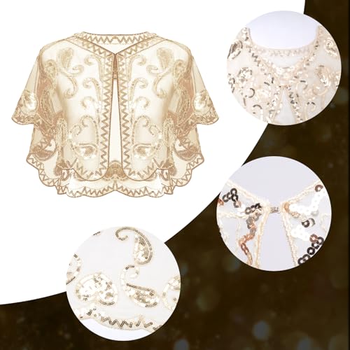 Fumwase 1920s Shawl Wraps Sequin Beaded Evening Women's Flapper Shawl Bridal Shawls Flapper3