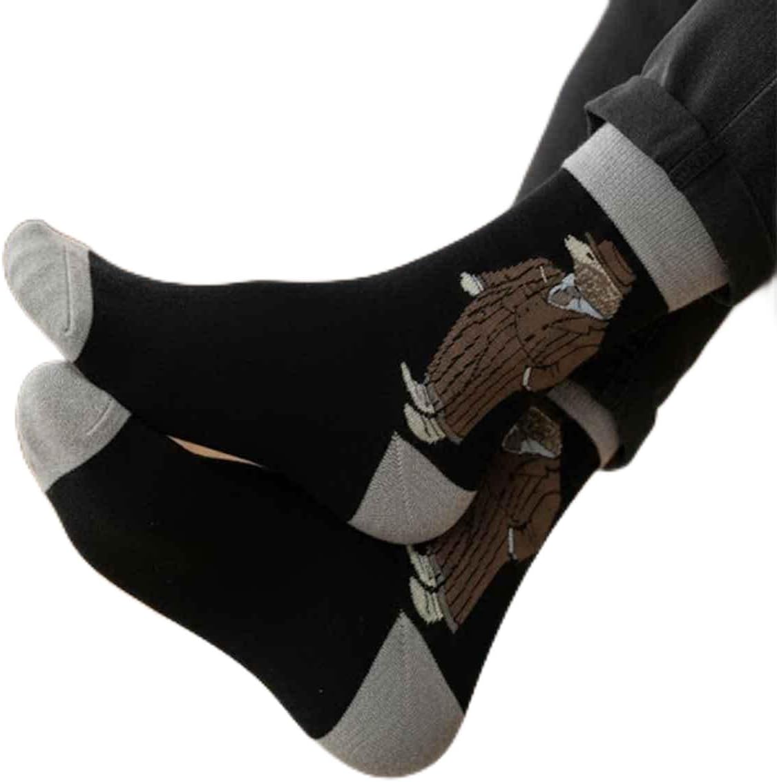 Men's Cotton Crew Socks Patterned 4-Pair Pack Soft comfortable Casual Everyday Wear Size 39-42, 43-46, 39-42 - Multiple