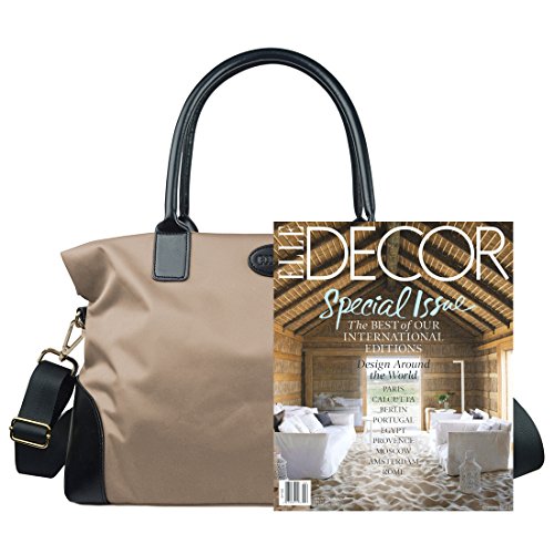 ECOSUSI Duffle Bag Weekender Bag Nylon Overnight Bag Travel Tote Carry On Bag with Trolley Sleeve for Travel, Sports, Beige