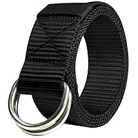 JINIU Cinto de nylon militar para homens e mulheres estilo web forte anel duplo fivela cinto, Preto, Tamanho Único