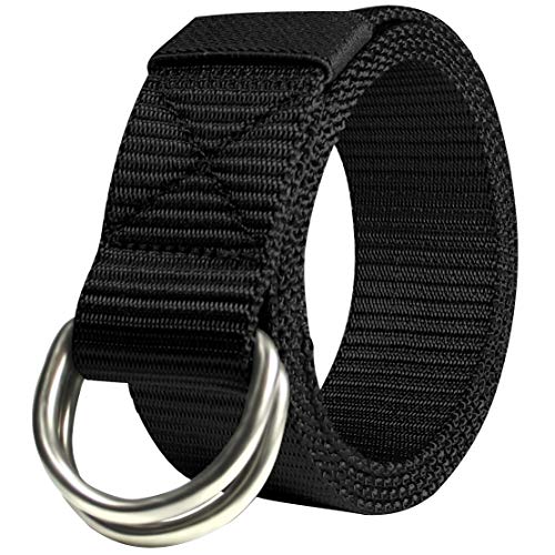 JINIU Military Tactical Belt Long Double D Ring Big Mens Canvas Fabric Cloth nylon Belts Black Color (JNSG28)