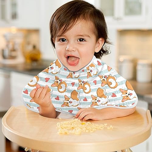 Image of Muslin Baby Burp Cloths, Puppy Corgi Dogs Stripes Muslin Washcloths Baby Rags Comfy Soft Absorbent in for Newborn Boys and Girls 2 Piece 22 x 11 Inch