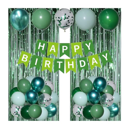 Green Birthday Decorations Happy Birthday Banner Green Balloons Green Streamers Birthday Party Decorations for Women Girls