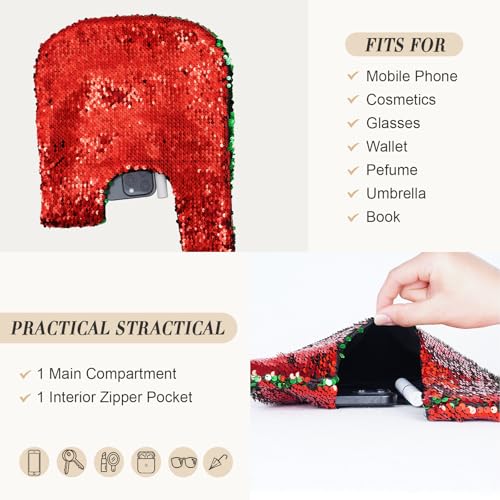 Image of Eternal Beauty Sequin Wristlet Bag, Reinforced Sparkly Evening Clutch for Wedding Guest, Cruise & Prom Mini Purse