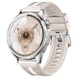 22mm シリコーンバンド Huawei Watch GT 6 Pro/GT 6/GT 5 Pro/GT 5/GT 4/GT 3/GT 2（46mm）対応 シリコン & ナイロン コンビネーション ファーウェイ スマートウォッチ 4 46mm/4 Pro 48mm/3 Pro/3/2 Classicに対応 22mm交換ベルト 柔らかい 取付簡単 通気性 調整簡単 (スターホワイト)