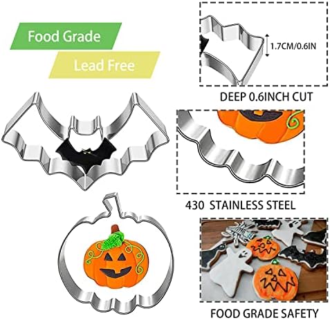 Halloween Cookie Cutters,7Pcs Halloween Cookie Kit for Cutting Cookies Halloween Biscuit Cutter Various Shapes Halloween Cookies Cutter Food Grade Safe Pumpkin Shape Cutter Ghost Biscuit Cutter