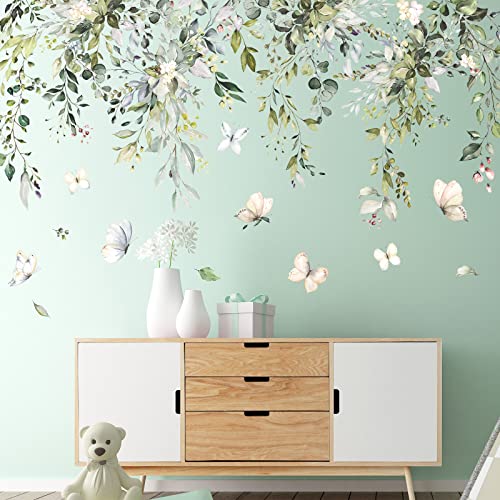 Vinilo decorativo hojas verdes para pared 12x35 pulg. miniatura 4