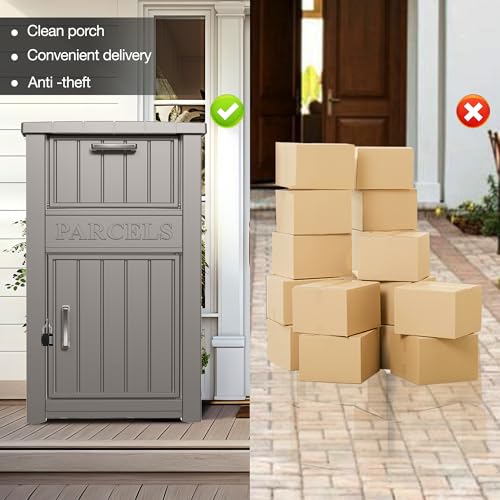 Package Drop Box for Outside, Extra Large Parcel Drop Box with Lockable Secure, Waterproof and Anti-theft Package Delivery Box for Outside Curbside