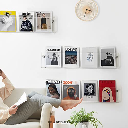Royalita 2-Pack 17 Inch Acrylic Magazine Holder Vinyl Records Holder, Wall Display Floating Bookshelves Wall Mounted thumb #6