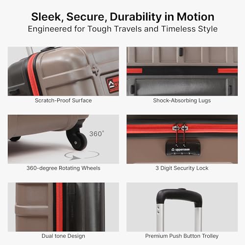 uppercase Cargo Trolley Bag Set of 3 (S+M+L) Cabin & Check-in Hardsided LuggageSecure Combination Lock Scratch-Proof Surface Mesh ConviPack Suitcase for Men & Women 2000 Days Warranty(Taupe) 4 51Ed9QGm3jL
