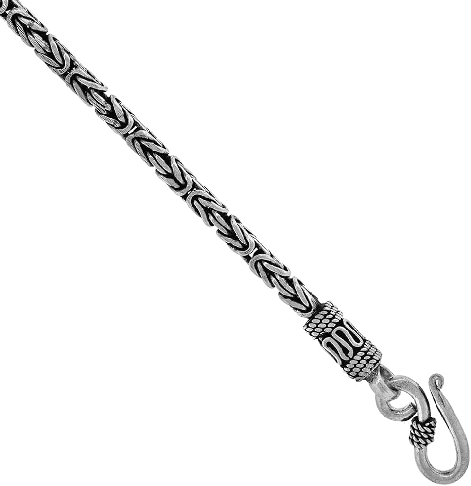 Amazon | 3mm スターリングシルバー スクエア ビザンチンチェーン