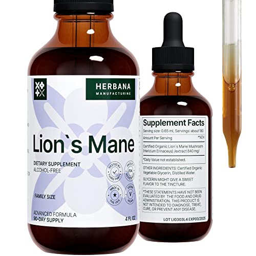 Lions Mane Mushroom Tincture Liquid Extract - Natural Herbal Supplement (4 Fl Oz) #TOP24