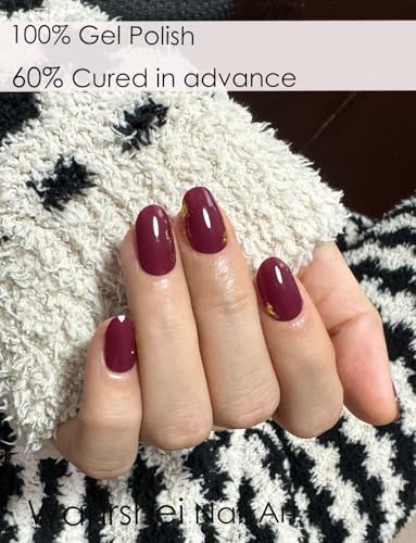 Wahrshei UV Gel Strips | 20 pcs Weinrot Folie Nagelfolie | Nagelfolie Selbstklebend | Gellack Wraps für Nagel