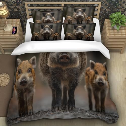 Parure de lit sanglier 3D confortable et housse de couette microfibre single - 5