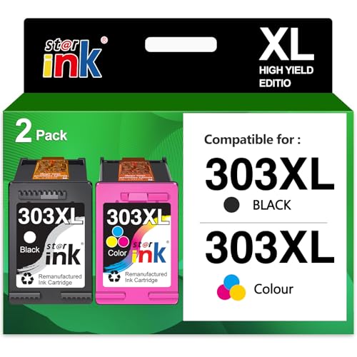 Image of starink 303XL Ink Cartridges, Remanufactured for HP 303 Ink Cartridges Black and Colour High Yield, Compatible with Envy Photo 7134 7830 6232 6230 7130 6220 6234 7100 7155 7800 7834 7855 7864 TANGO X