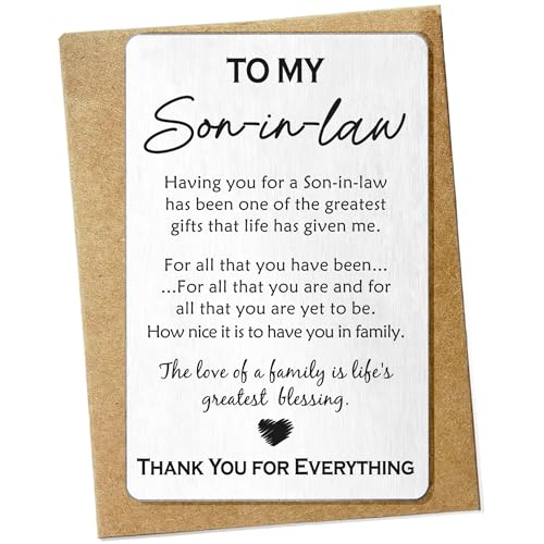 Kwtzkuo Son In Law Wallet Card Wedding Gifts, Son In law Gifts from Mother In Law, Future Son In Law Wedding Card, Birthday Christmas Father's Day Gift Ideas for Son in Law