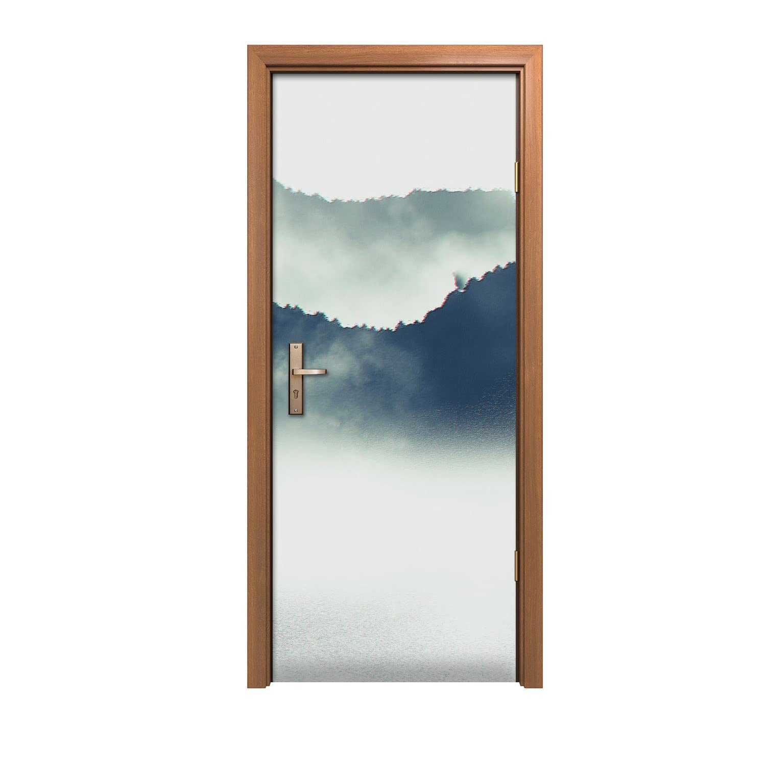 Autocollant de porte 90x200cm haut de gamme au design d'intérieur oiseaux de lac embrumé