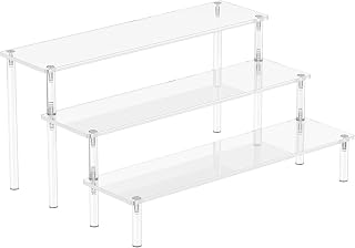 Aredpoook 3-Tier Clear Acrylic Display Risers - Perfume Organizer Stand for Figures, Collectibles, Desserts & Party Shelves