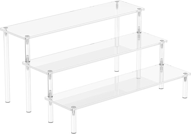 Aredpoook Acrylic Display Risers, 3 Tier Perfume Organizer Stand, Clear Cupcake Stand Holder, Large Shelf Risers for Figures, Dessert Shelves for Party, Riser Stand for Decoration and Organizer