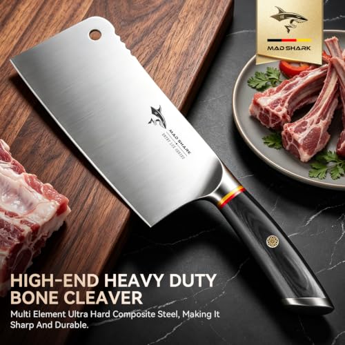 MAD SHARK 7.5 Inch Meat Cleaver with German Military Grade Composite Steel - Image 3