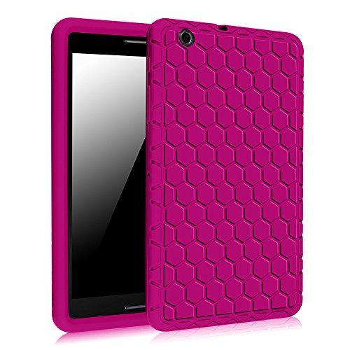 Fintie Silicone for AT&T Trek 2 HD (Model 6461A) [Honey Comb Series] Light Weight Shock Proof Protective Cover [Anti Slip] [Kids Friendly] for 8-inch AT&T Trek 2 HD (2016), Magenta