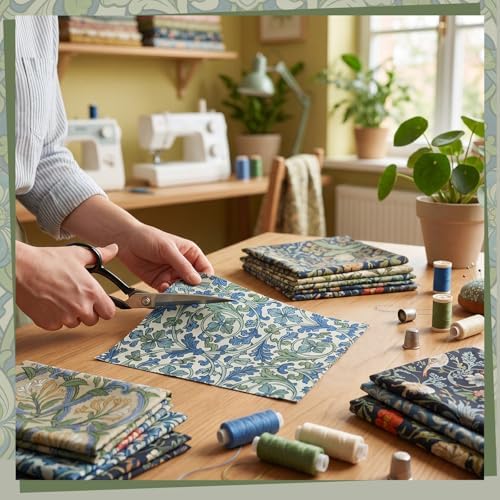 25 Pcs William Morris Cotton Fabric Squares, 10 x 10 Inch, Floral - 5