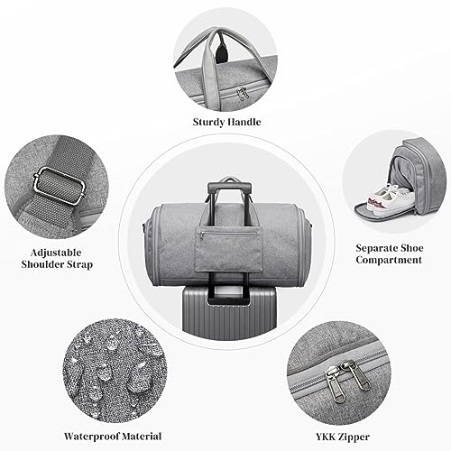 S-ZONE Convertible Travel Garment Bag with Genuine Leather Duffel Bags For Traveling3