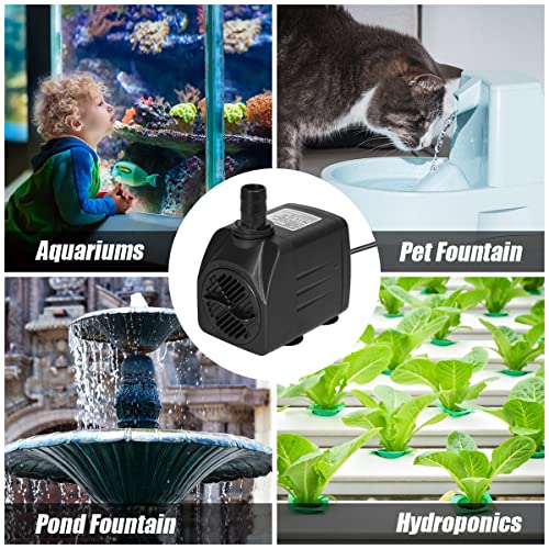 flintronic Mini Bomba de Agua, 16W/800L/H para Acuario con 2 Boquillas, Altura máxima 1.6m, Sumergible para Fuente de Estanque, EU Enchufe