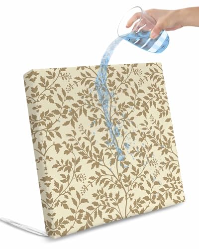 Homechoid Botanical Beige Indoor Outdoor Couch Cushion Covers Replacement 2 Pack, Country Pastoral Floral Flower Leaf Plant Waterproof Chair Sofa Seat Cover with Ties 22x22x4