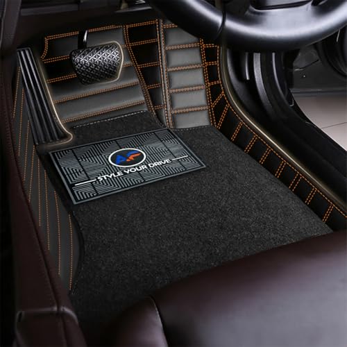 Image of Autofurnish Premium 9D Car Mat Full Set for Mahindra XUV 3XO (Automatic) 2024 || Luxury Leather Dual-Stitch Full Set 9D Car Floor Mat || 100% Waterproof || Color : Black Tan