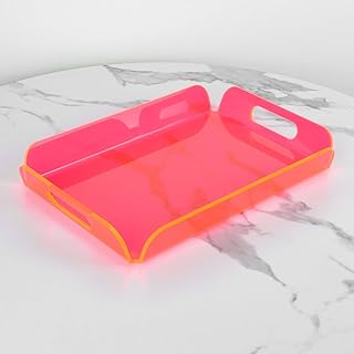 Neon Pink Acrylic Tray 15x10.2 Inches - Bold and Bright Serving Tray for...