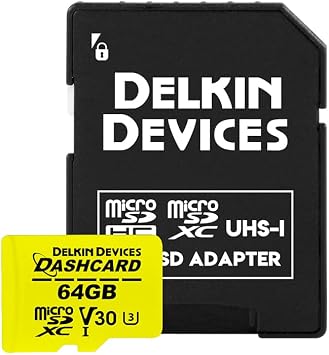 Delkin 64GB microSDカードUHS-I U3/V30 アダプター付き – ダッシュカード | 高耐久メモリーカード ダッシュカム セキュリティカメラ GoProなどに | 最大140,000時間使用 | 高速で信頼性の高いパフォーマンス