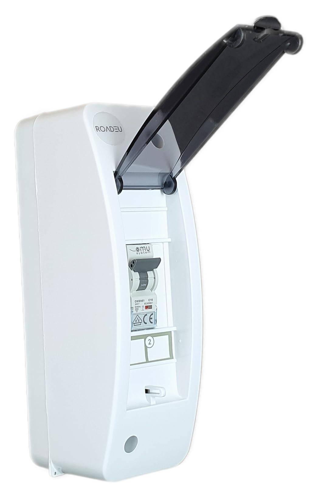RoadEu – Cuadro Electrico Superficie con Interruptor automático 16A "C", Disyuntor Phase + Neutro L1+N. Ideal como distribuidor de pared para talleres, cobertizos o jardines.