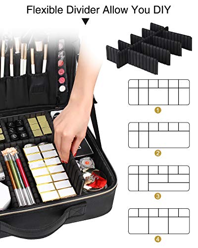 Relavel Neceser Maquillaje Organizador - 15.7 Inches, Bolsa de Maquillaje Profesional, Maletín Cosmético Impermeable con Divisores Ajustables - imagen 6