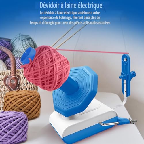 LetCartMaker Enrouleur électrique - 300 g - Motorisé - pour Tricot et Crochet - Distributeur Automatique de Laine - pour Bricolage - Cadeau pour Les Fans de travaux manuels - Bleu – vue 6