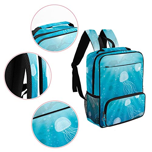 Sac à dos décontracté ordinateur portable imprimé bleu mer - 4