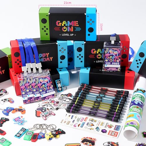 Vanblue VIDEO GAME PARTY FAVORS Gamer Birthday Supplies,Game Theme Gifts Boxes Party Birthday Decorations Vip Pass Tickets Keychain Temporary Tattoo Stickers Goody Bag Stuffer For Boys Kids thumb #3