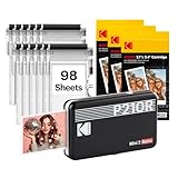 KODAK Mini 2 Retro 5,3 x 8,6 cm Tragbarer Fotodrucker, 38 Blatt, Bluetooth Smartphone Drucker für iPhone & Android, Sofort-Farbdruck, 4PASS Farbsublimation