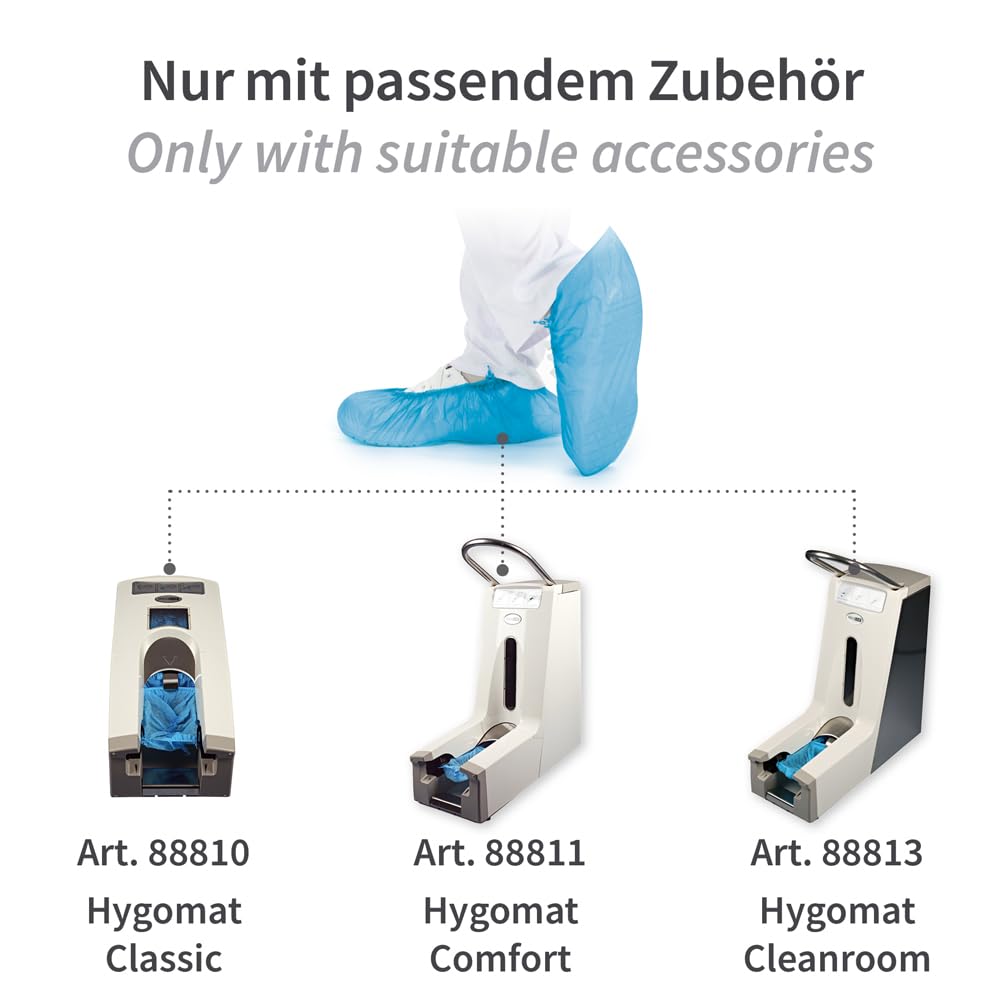 Hygostar Überschuhe für Hygomat, in blau | CPE, Wasserdicht, 1100 Stück (10 x 110 Stück), in Einheitsgröße, Schuhüberzieher, Überziehschuhe, Schuhschutz