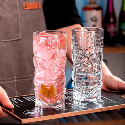 Image of Premium Crystal Water Glass Set of 6 - Highball Drinking Glasses Set for Home - Glass Set for Water Juice Shakes Mojito Cocktail Colddrinks (Tiki)
