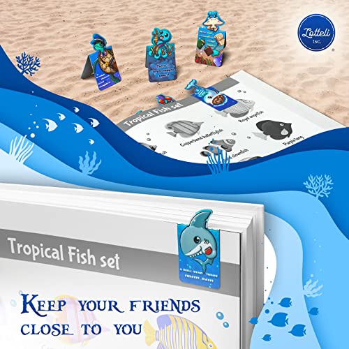Lotteli 6 Piece Magnetic Bookmarks For Kids, Bookmarks For Book Lovers, Magnet Book Markers, Magnet Page Marker Clips For Students Teacher Supplies, Party Favors, 3 X 2Cm (Ocean Animals) #TOP5