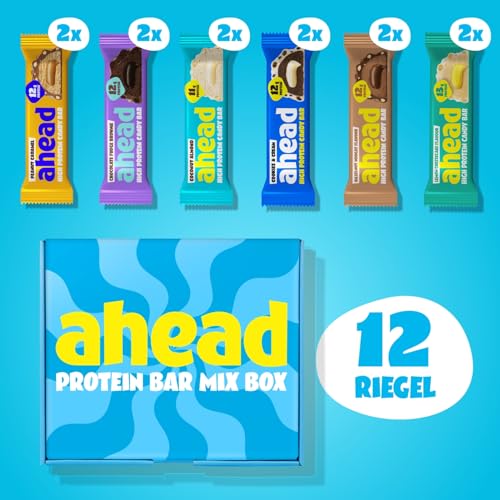 ahead Protein Riegel | Mix Box | 12 x 45g Extra softer Protein Riegel mit cremigem Kern | Low Carb Eiweißriegel ohne Zuckerzusatz & ohne Palmöl 2