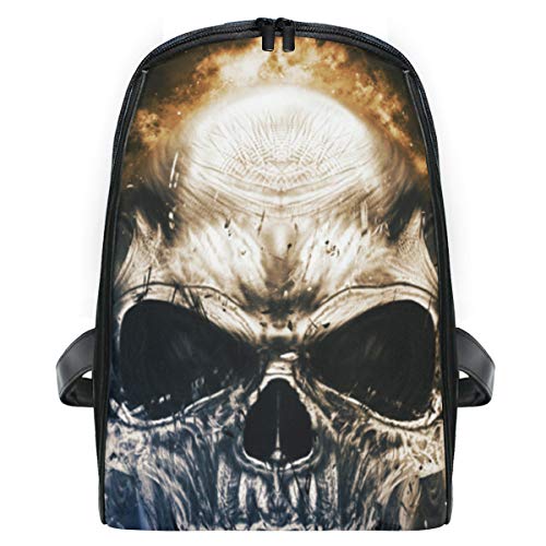 ELIENONO Mochilas Escolares Juveniles Tres Calaveras de Vampiro de Metal Enojado Azul