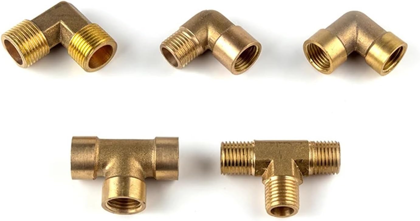 1pc 1/8" 1/4" 3/8" 1/2" 3/4" Male/Female Thread L-type T-shaped Pneumatic/Plumbing Brass Pipe Fitting Water Oil Gas (L-MF,1/2")