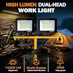 LED Work Lights with Stand, 14000 Lumen, 2-Head Adjustable Work Light - Image 3