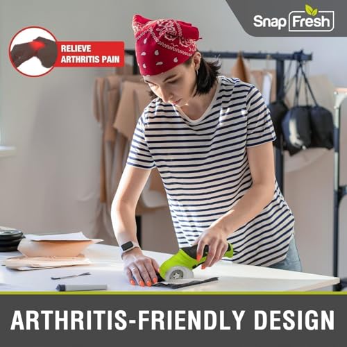 SnapFresh Cordless Electric Scissors, 4V Electric Mini Box Cutter, Carpet & Cardboard Cutter Tool with a Replacement Blade/Charger, Rotary Cutter for Cardboard Packages Leather Plastic (Green) - Image 4