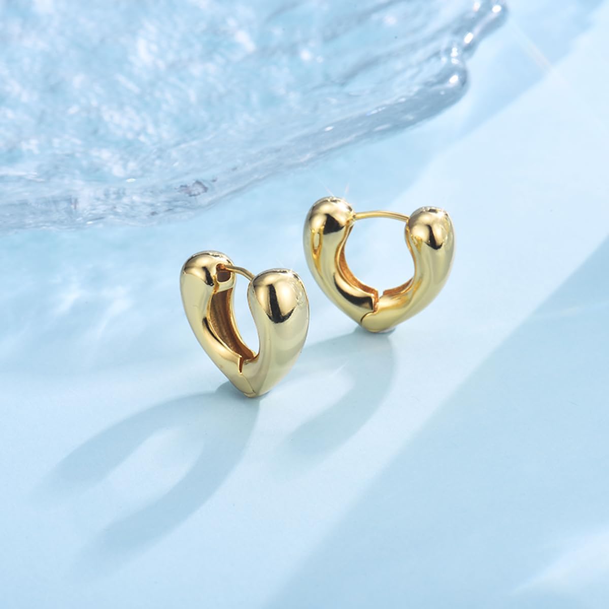 GULICX Small Chunky Gold Hoop Earrings for Women, 925 Sterling Silver Post Small Hoop Earrings Thick Lightweight Trendy Statement Earrings Jewelry - Image 7