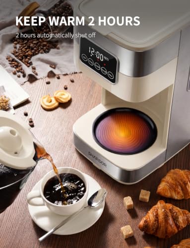 Image of SHARDOR 10-Cup Programmable Coffee Maker, Regular & Strong Brew Drip Coffee Machine for Home and Office, Auto Shut Off, Permanent Filter (Beige)